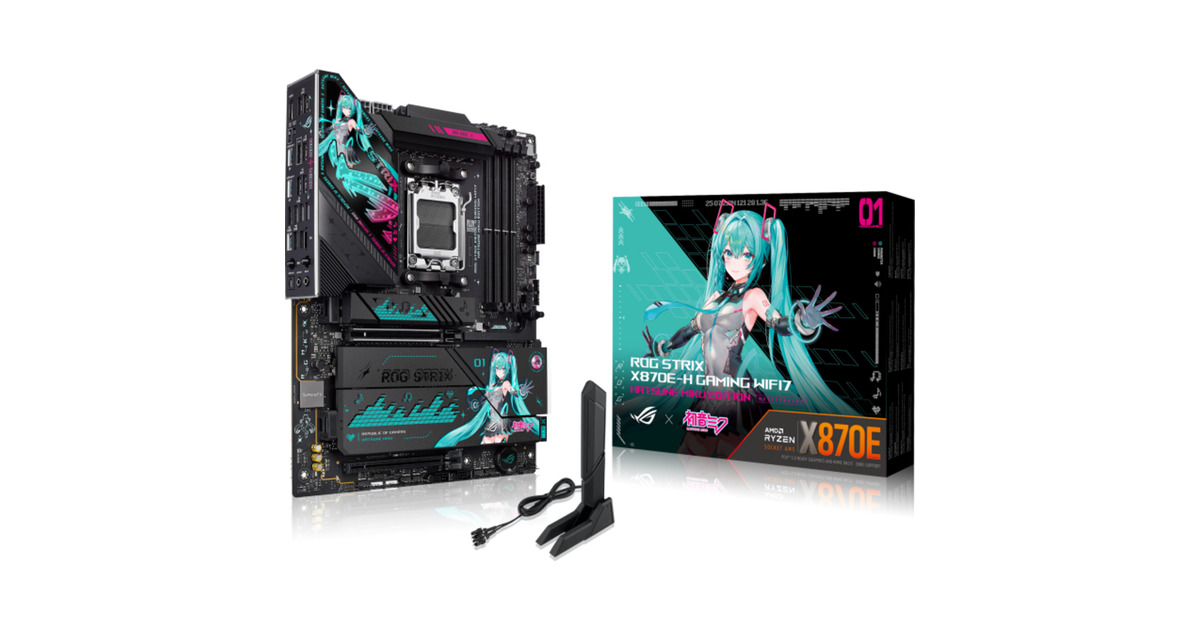ASUSROG Strix X870E-H Gaming WiFi7 Hatsune Miku Edition socket AM5 moederbord  (Zwart, RAID, 5 Gb-LAN, WLAN, BT, Sound, ATX)