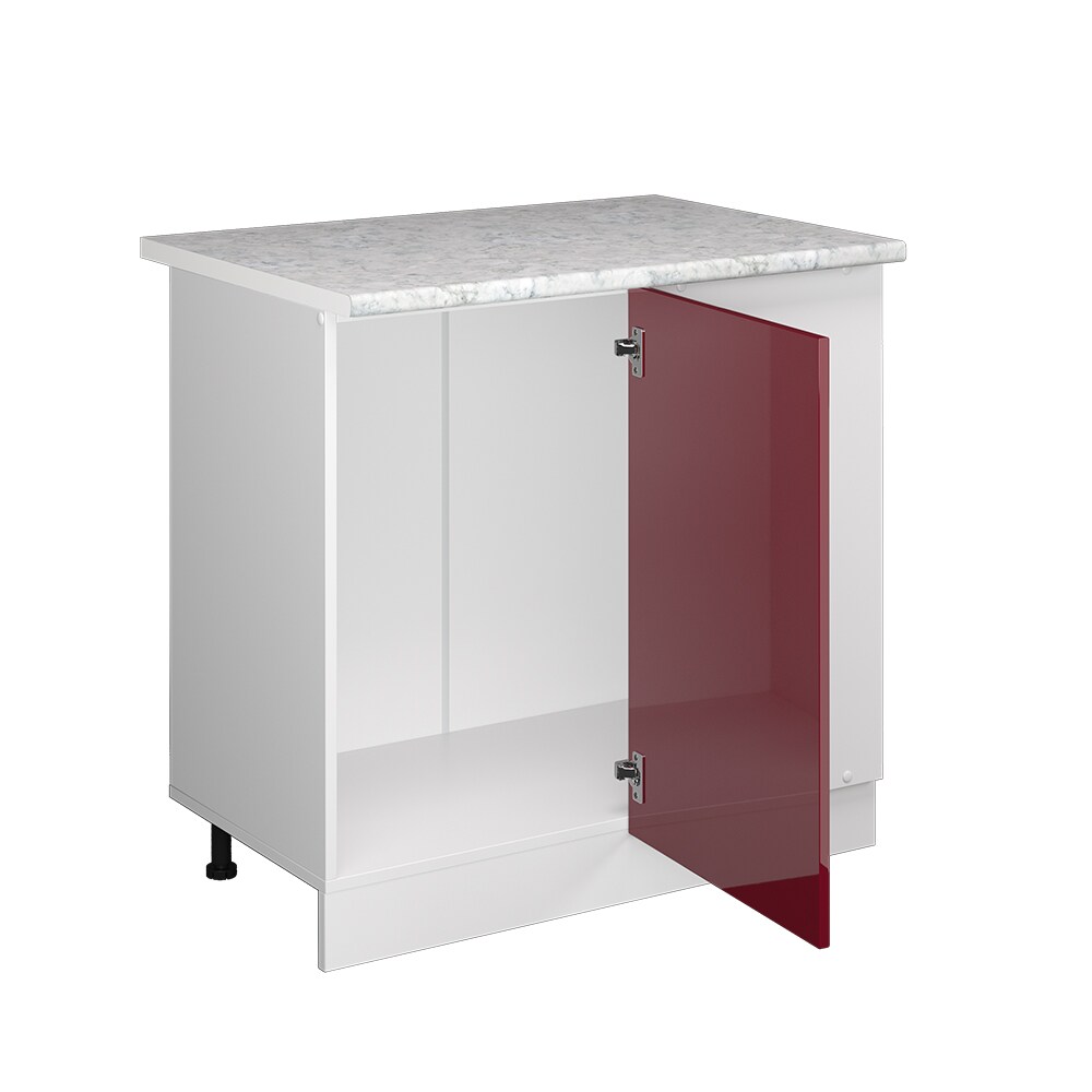 Vicco Eckunterschrank Küchenschrank Küchenzeile R-Line 86 cm Weiß Bordeaux Tür Hochglanz Arbeitsplatte