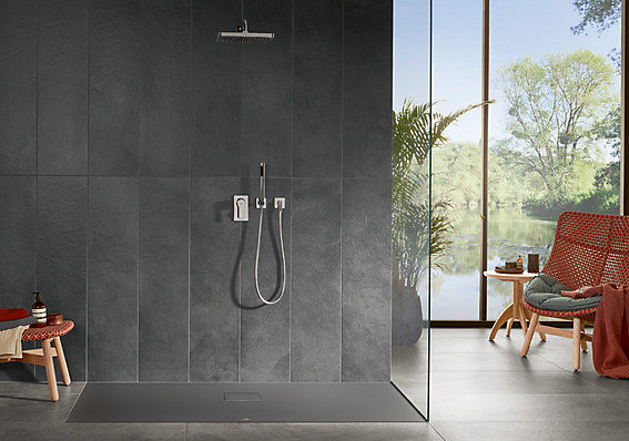 Receveur de douche 90 x 120 x 4 cm, Quaryl, anthracite, Villeroy & Boch Squaro Infinity