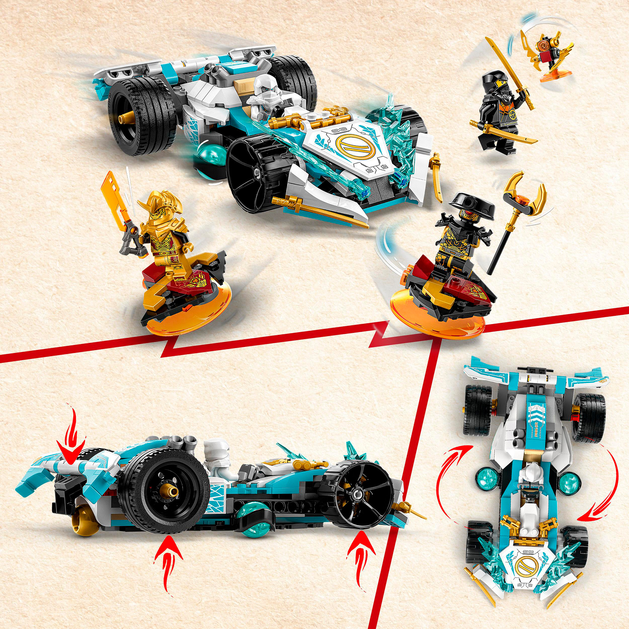 LEGO Konstruktionsspielzeug Ninjago Zanes Drachenpower-Spinjitzu-Rennwagen