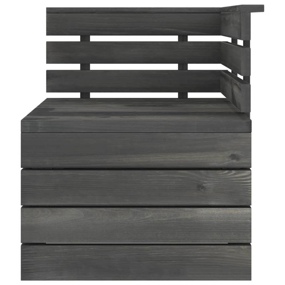 Salon de jardin palette meuble d'extérieur ensemble de mobilier 8 pièces bois de pin massif gris foncé