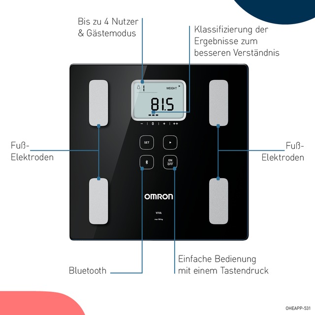 Omron Körper-Analyse-Waage »VIVA HBF-222T-EBK« mit kostenloser App