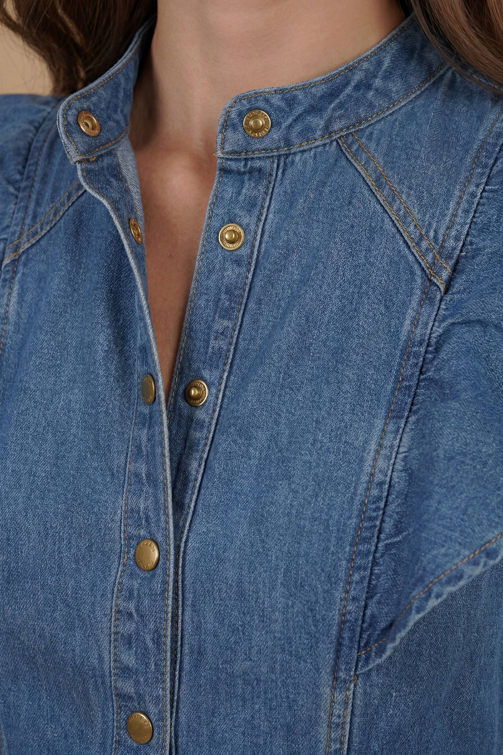 Oasis Robe Midi En Denim À Volants