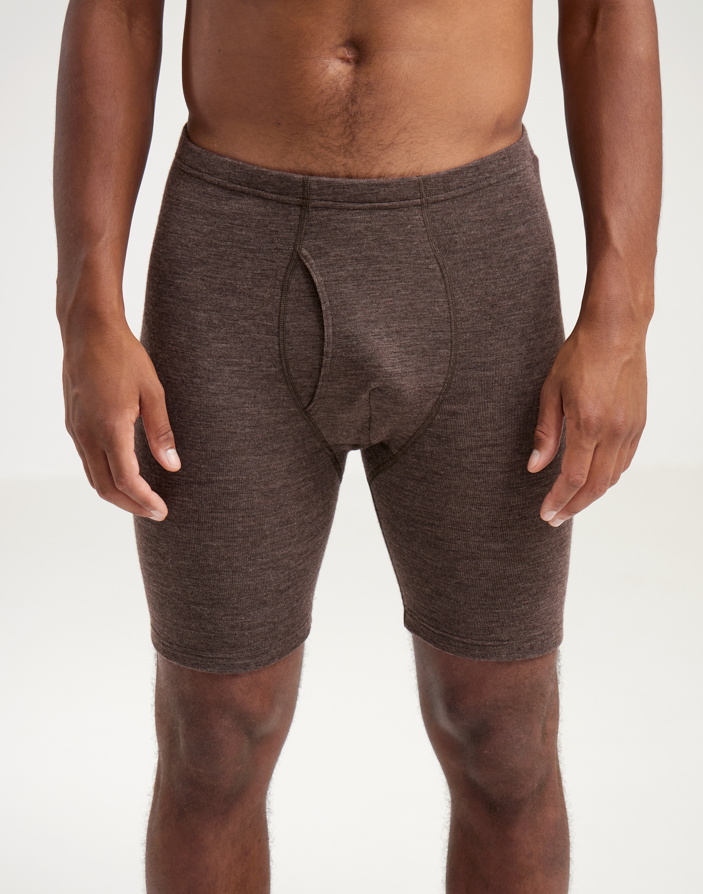Lange boxershort van merinowol met gulp voor heren