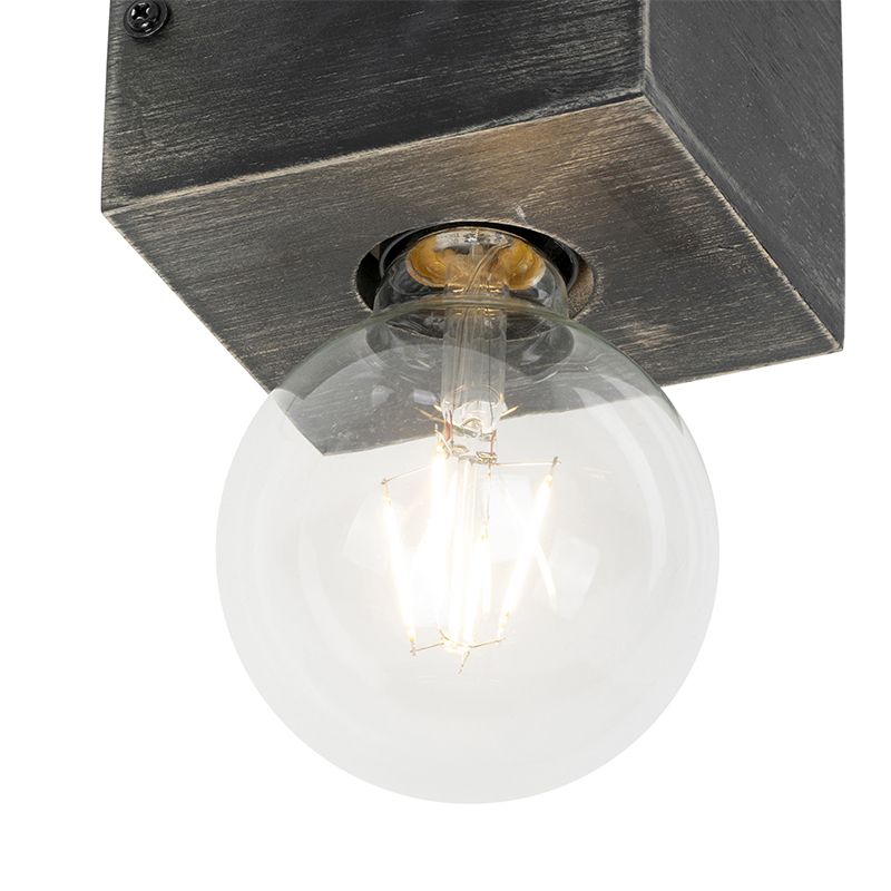 Landelijke wandlamp zwart hout - Bloc
