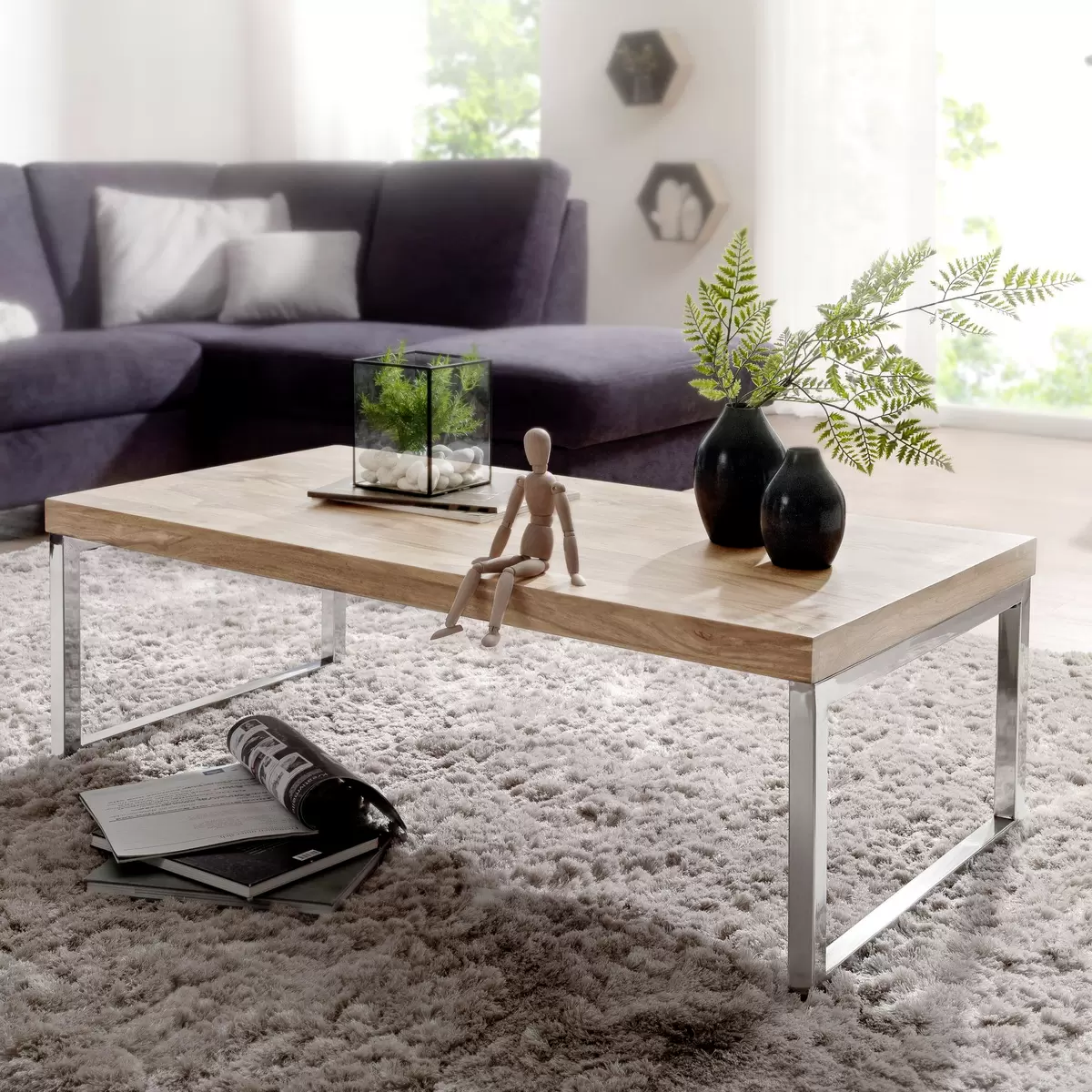 Couchtisch Oviedo braun,silber