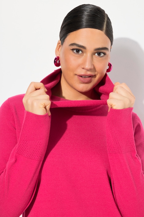 Rollkragenpullover, breite Rippbündchen, Langarm