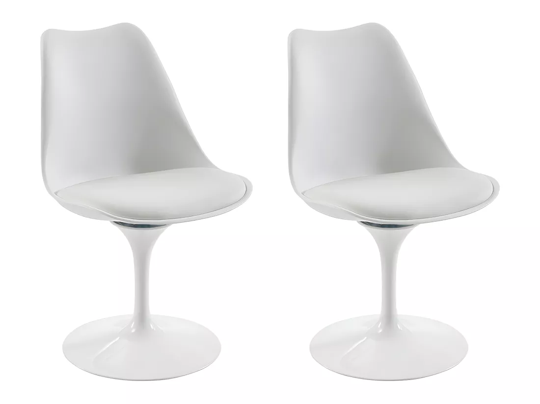 Lot de 2 chaises en polypropylène, tissu et métal - Blanc - XAFY