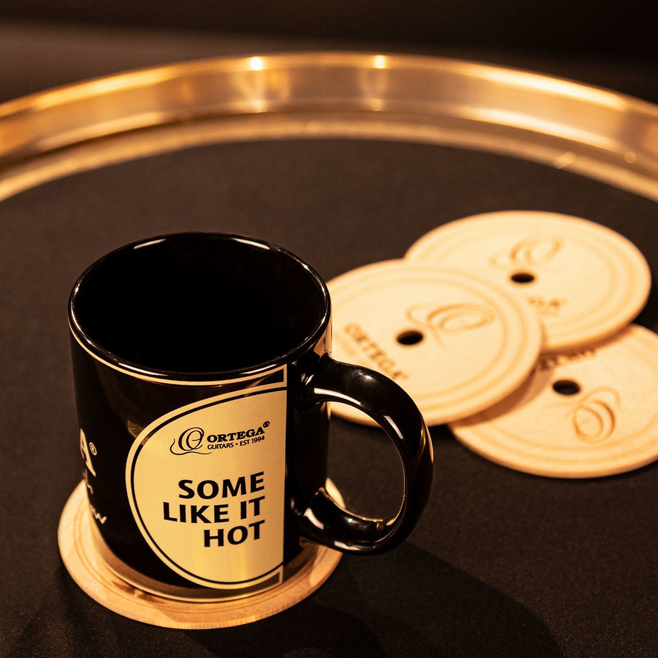 Ortega OCO-4 Performer Series Wooden Coasters set van vier sparrenhouten onderzetters