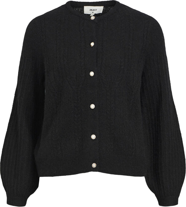 Object OBJOPHELIA L/S KNIT CARDIGAN REP Black