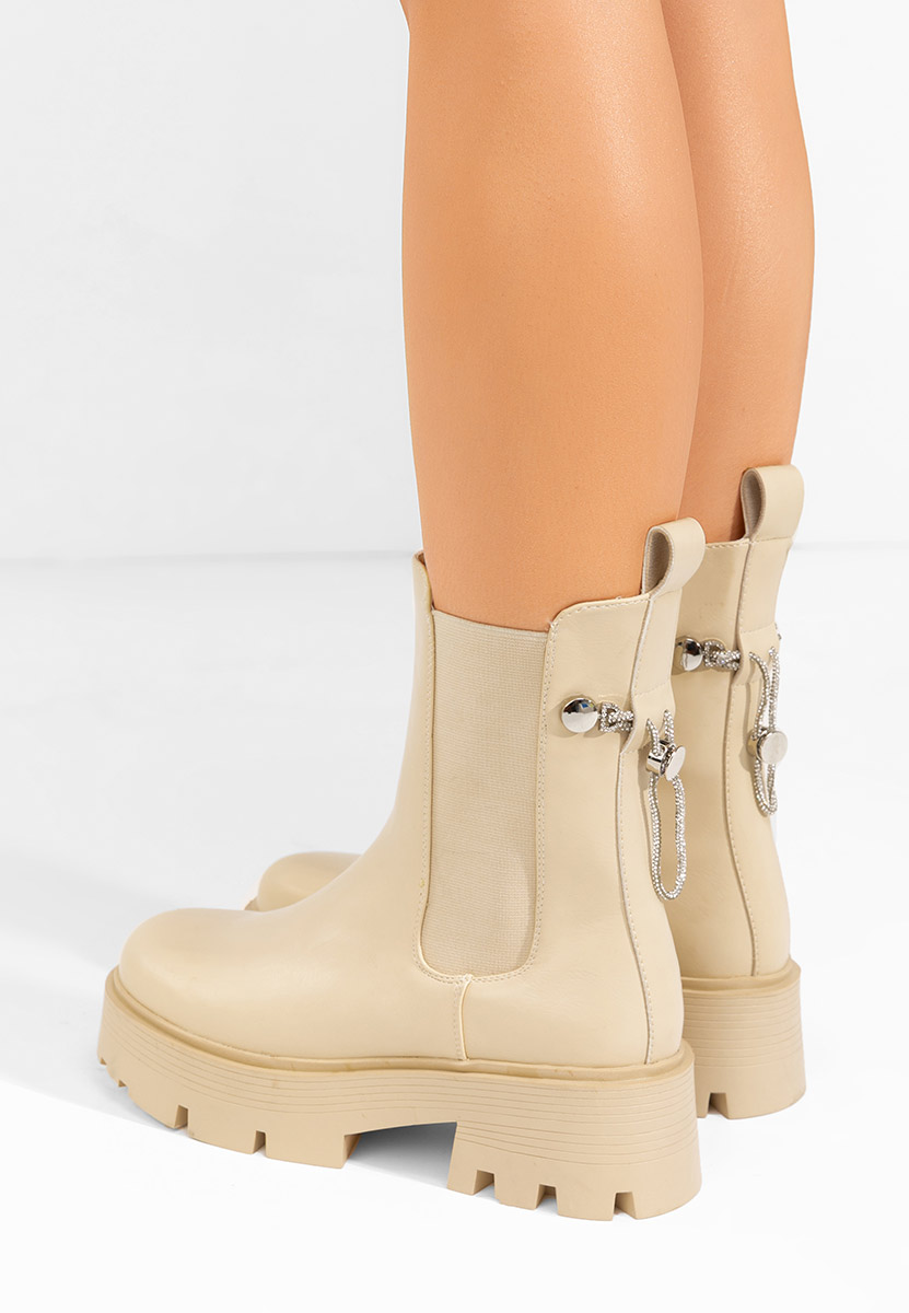 Bottines chelsea femme beige Massie