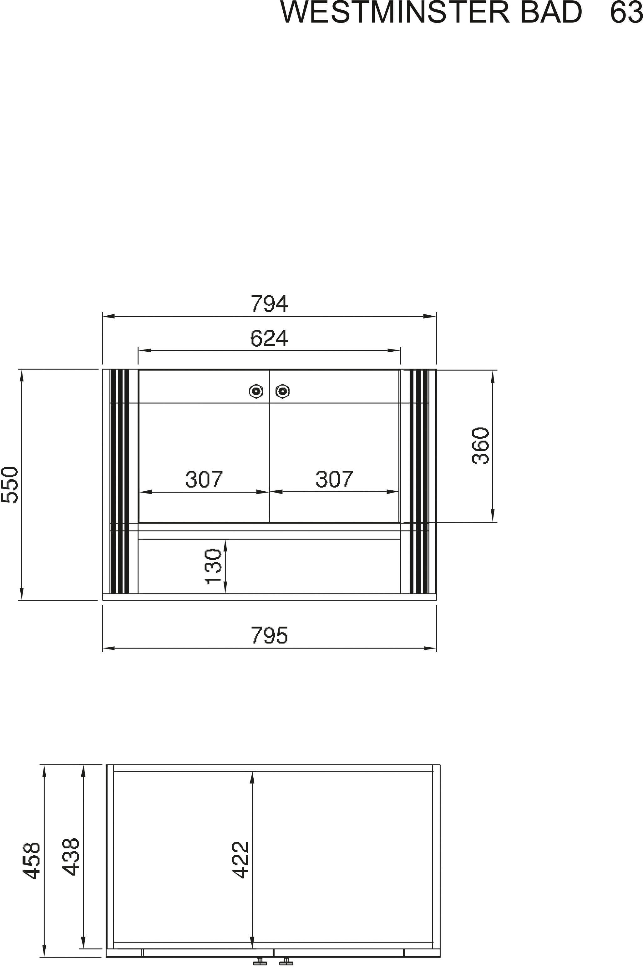 Home affaire Waschtisch »WESTMINSTER, Waschbeckenunterschrank inkl. Waschbecken, Metallgriffe« 1 Stk. tlg. in 2 Farben verfügbar, hängend, inkl. Waschbecken, Breite 80 cm