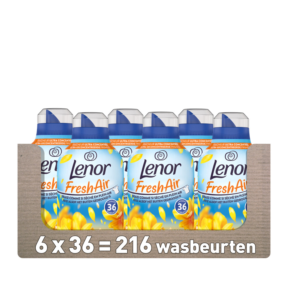 6x Lenor Wasverzachter Fresh Air Zonnestralen 36 Wasbeurten504 ml