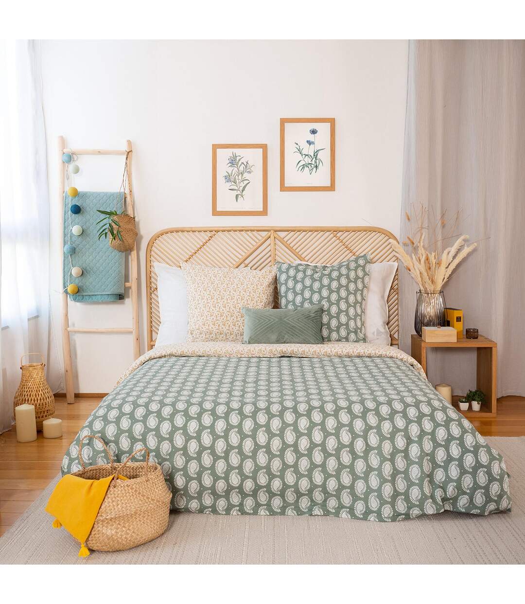 Parure de lit 260x240 cm coton bci adouci WAY vert 3 pièces