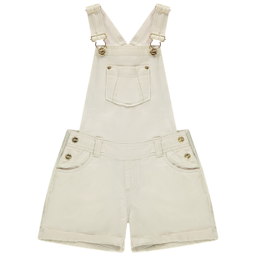 Salopette courte en toile unie pour fille