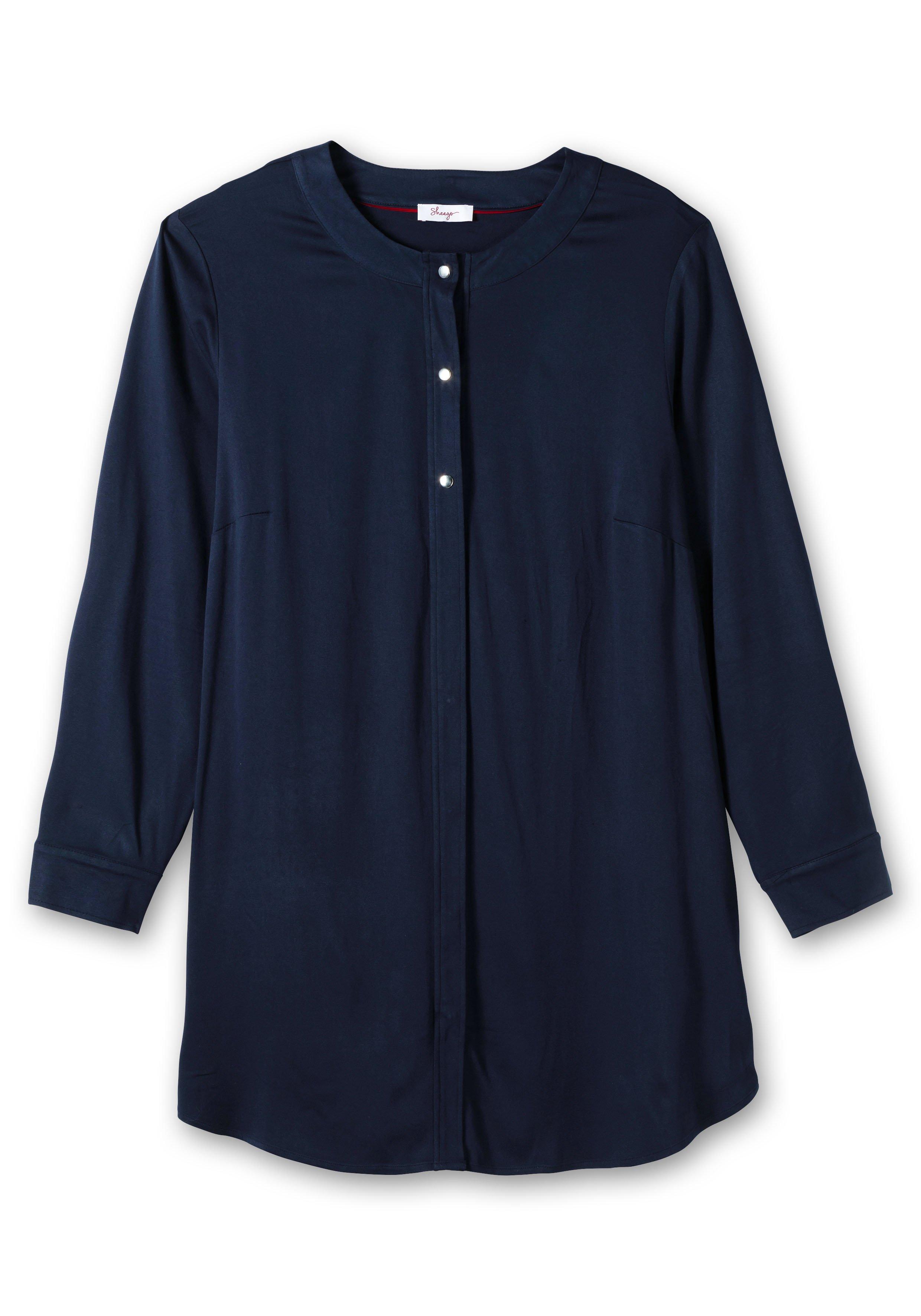 Bluse mit Druckknöpfen und Rundhalsausschnitt