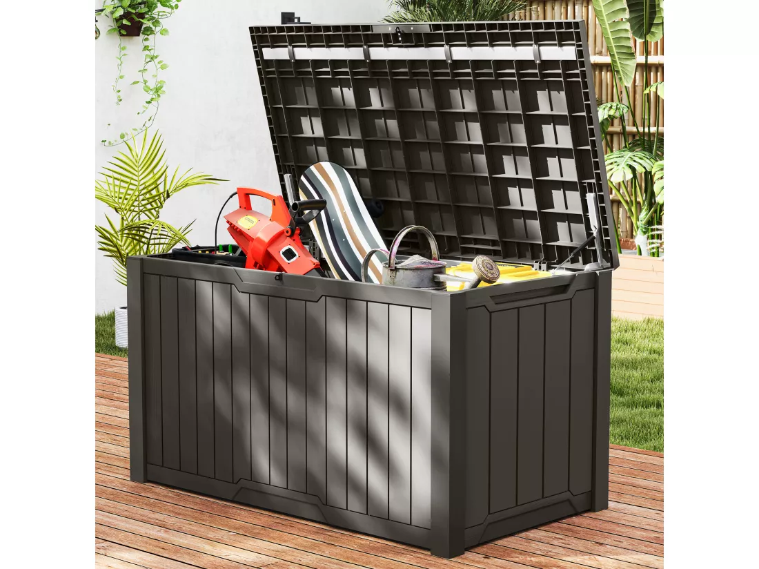YITAHOME Boîte de Rangement de Jardin - 870 L - ‎80,5 x 79 x 143 cm - Marron clair