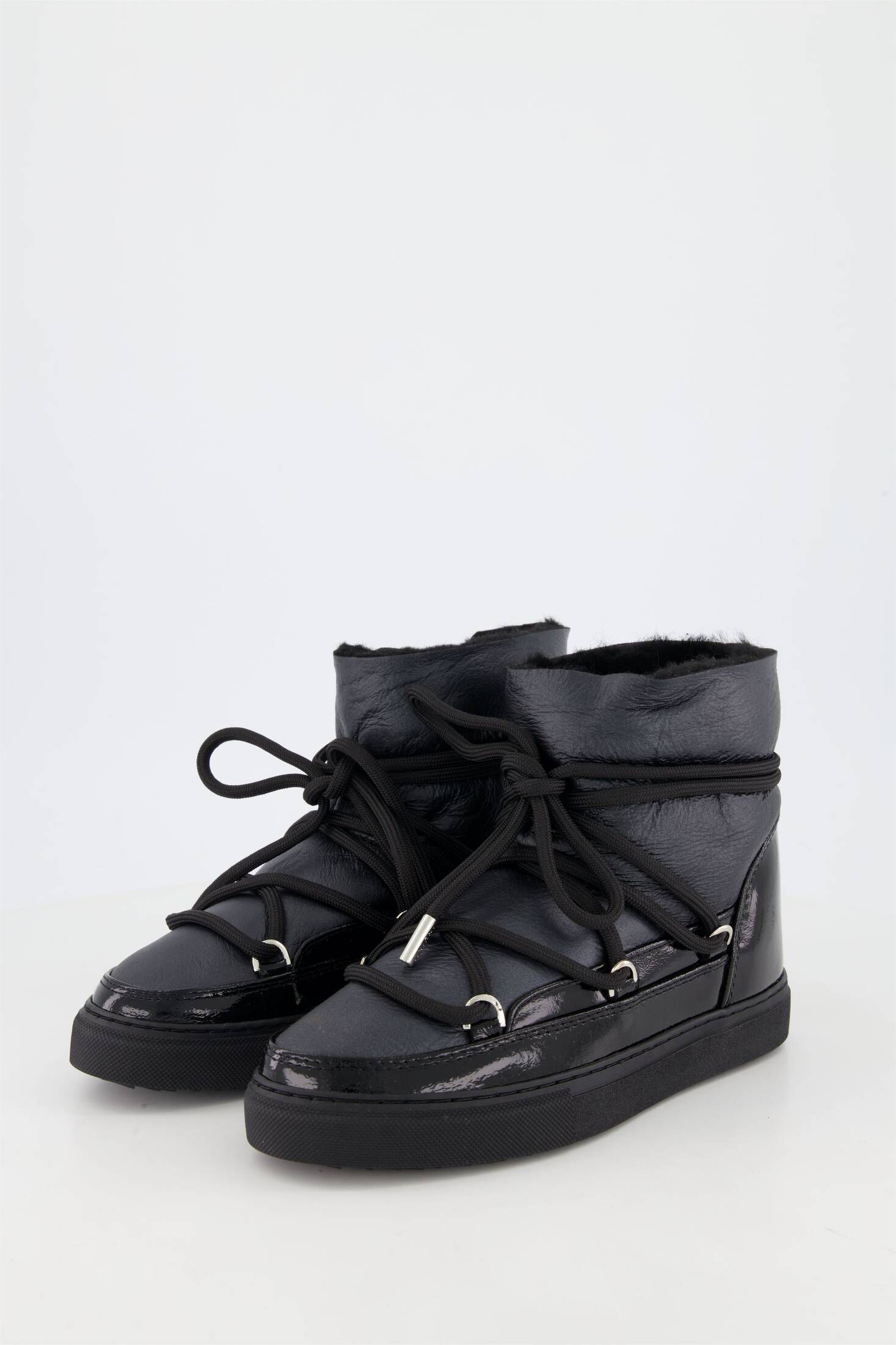 INUIKII| Damen Boots GLOSS SNEAKER BOOTS aus Leder und Lammfell