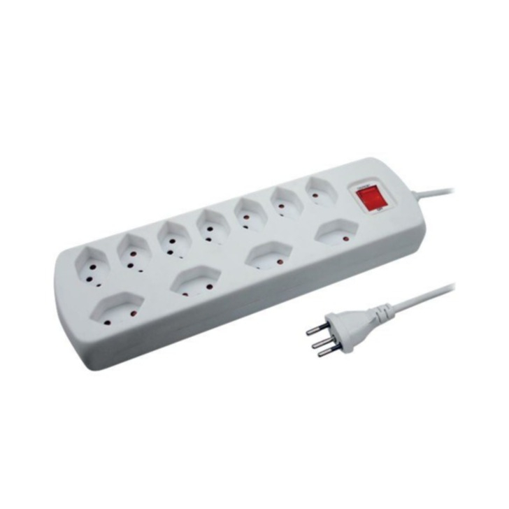 (1.5m) Power Easy 11-fach Steckdosenleiste 11xTyp13 mit Schalter (2076022111S) - Weiss