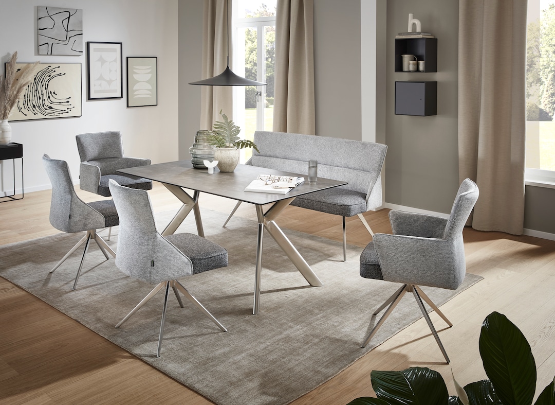 CASAVANTI Esstisch TAIGA 2 Glaskeramik grau/Edelstahl 160 x 90 cm