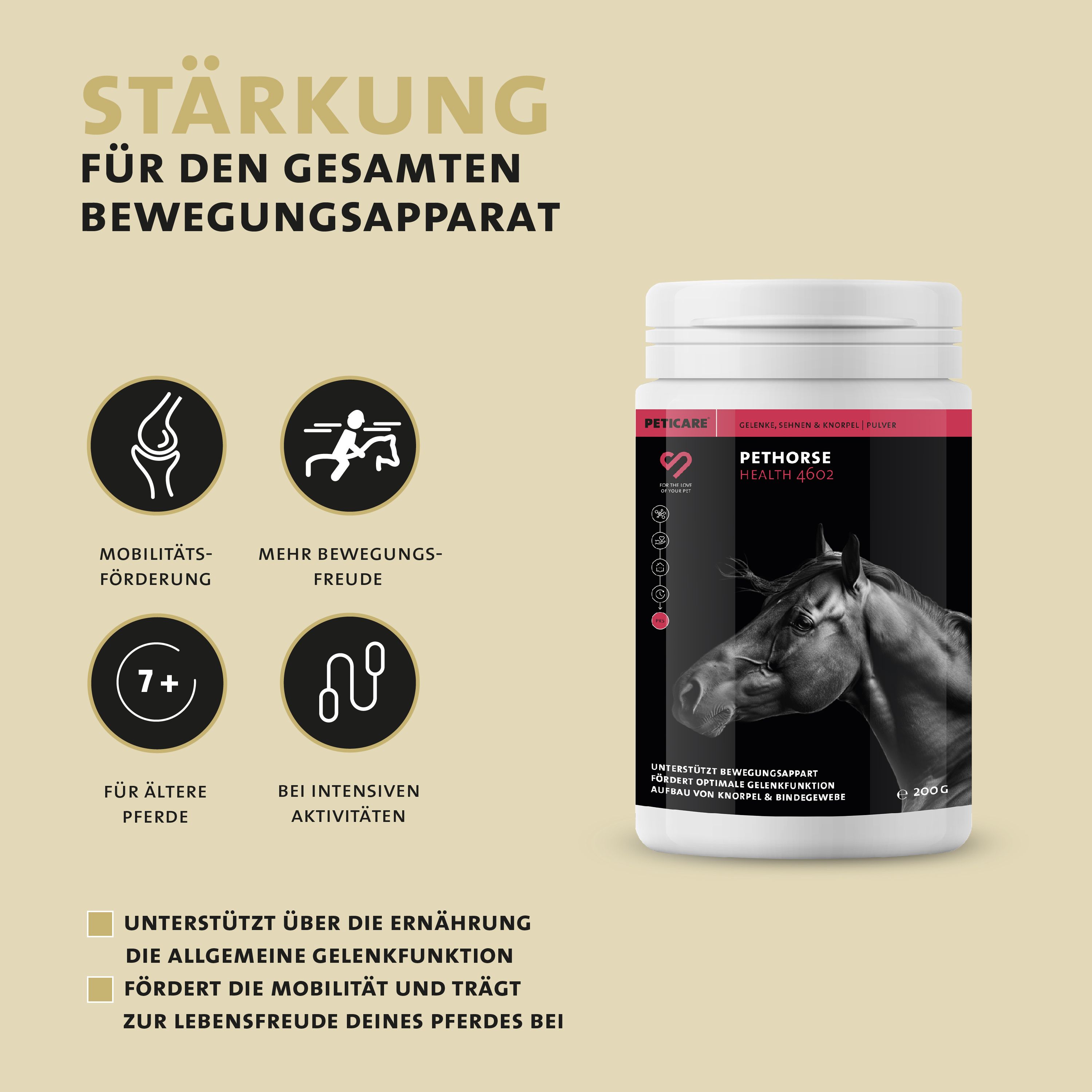 Peticare Gelenk-Kur Pulver für Pferde, unterstützt Gelenke & Sehnen, Knorpel