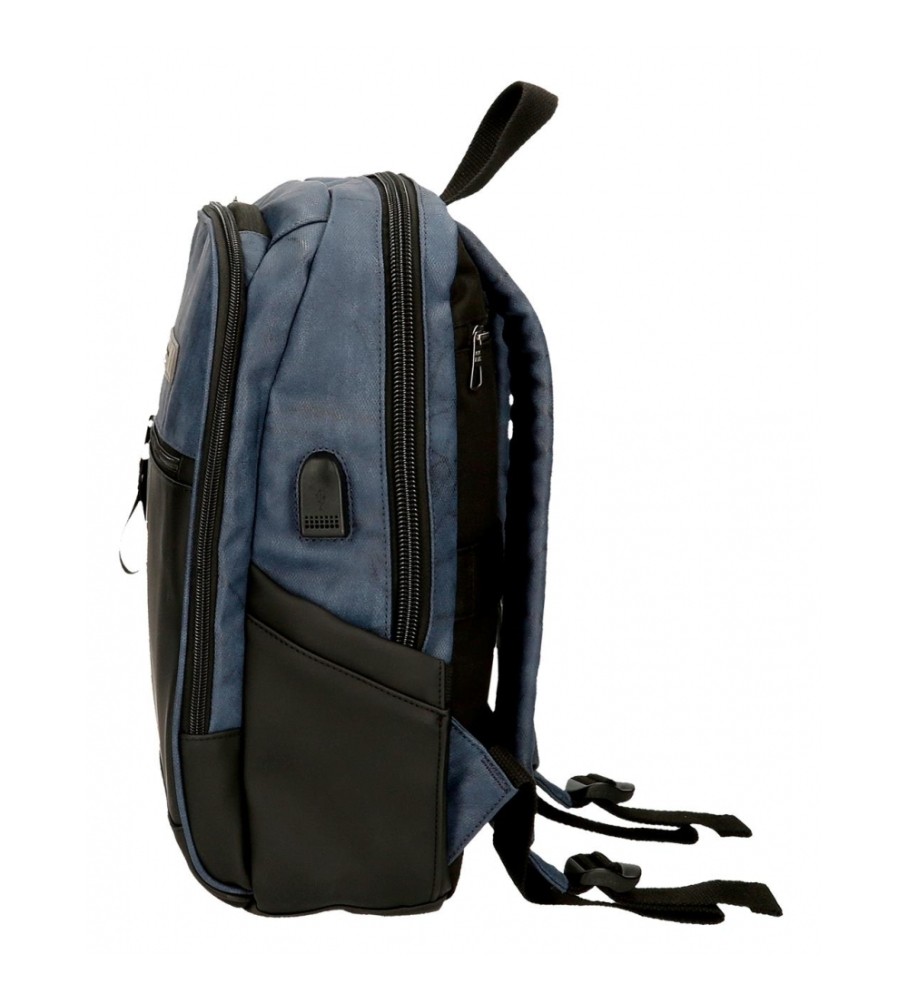 Mochila para computador Pepe Jeans Ocean com dois compartimentos, tamanho 12, preta.