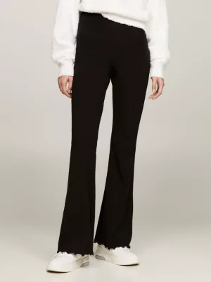 Calças legging flare compridas com babados