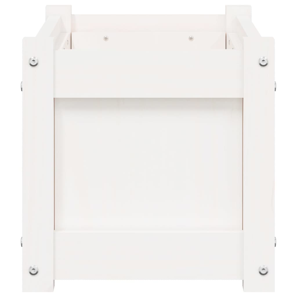 Jardinière blanc 60x31x31 cm bois de pin massif