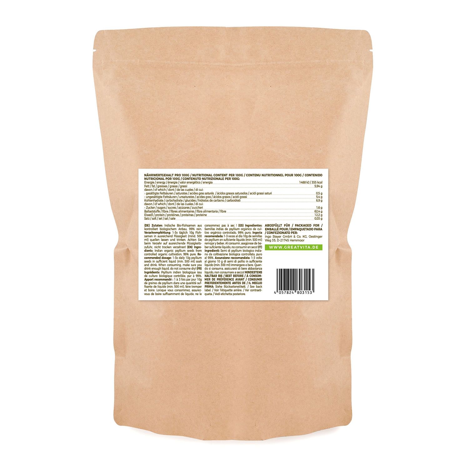 GreatVita ganze Bio Flohsamen 99% rein