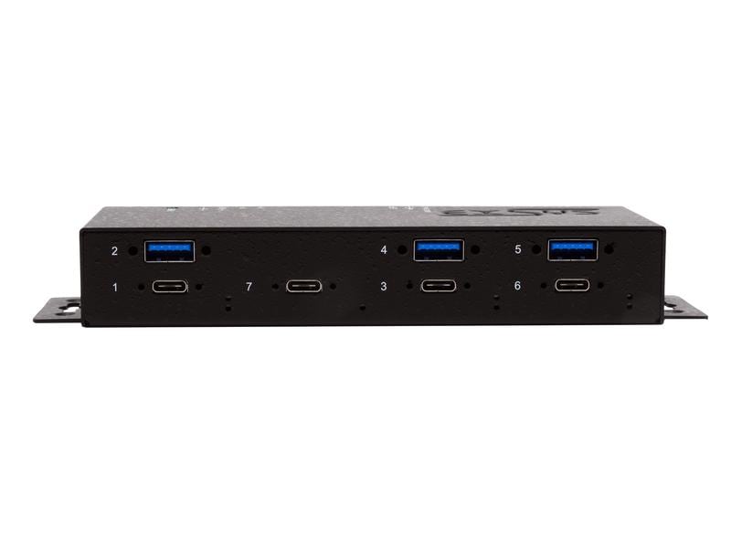Exsys USB-Hub EX-1237HMVS USB 3.1 Gen. 2 Hub mit 4 USB-C- und 3 USB-A-Anschlüssen
