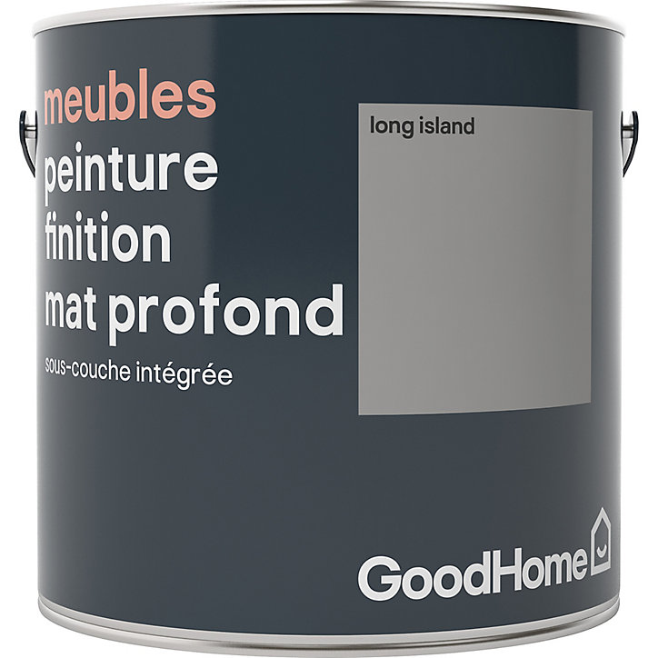Peinture de rénovation meubles GoodHome gris Long Island mat profond