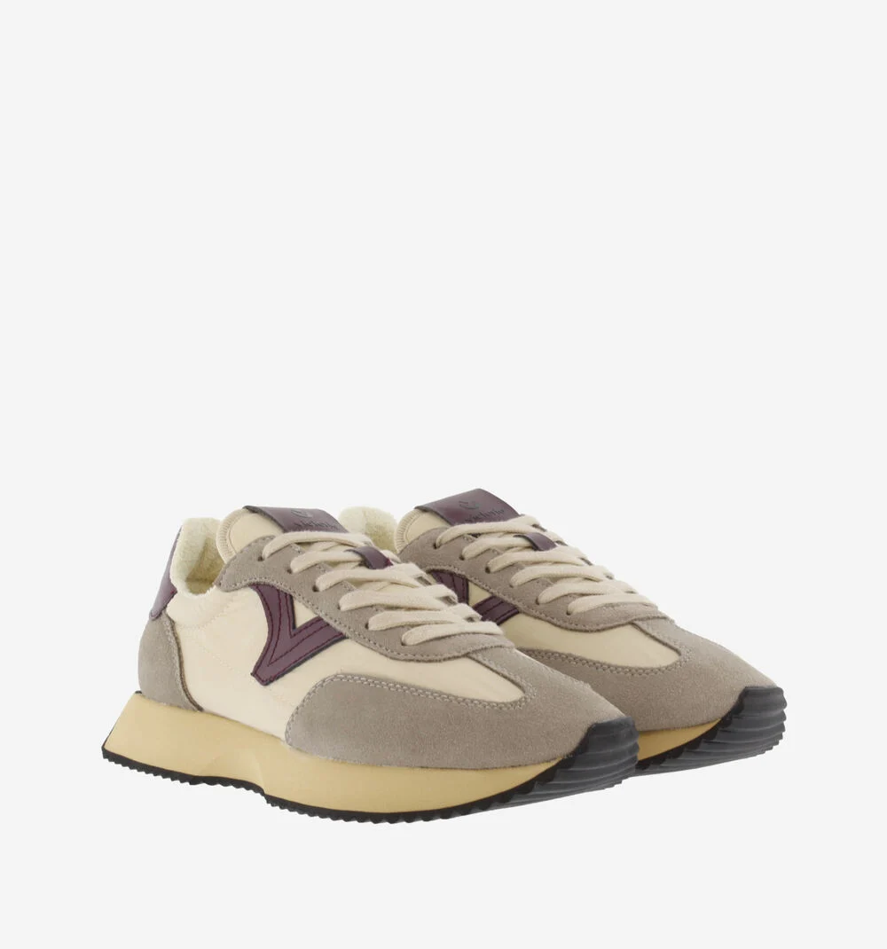 COSMOS RÉTRO NYLON & CUIR FENDU Baskets rétro pour femmes super légères BURDEOS