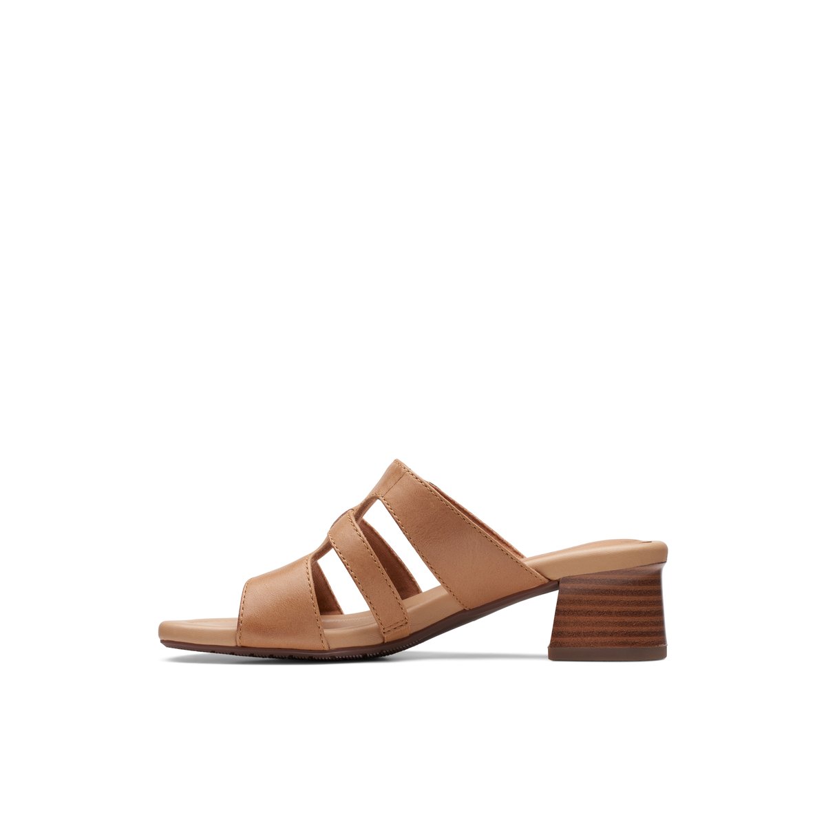 CLARKS-Desirae_palm-Mules Sandales - Talon Bloc - Marron Clair