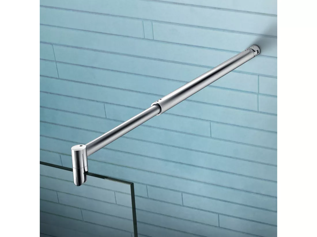 Paroi de douche fixe à l'italienne 140x200cm - 10mm verre trempé anticalcaire - Avec barre de fixation 70-120cm en cylindrique