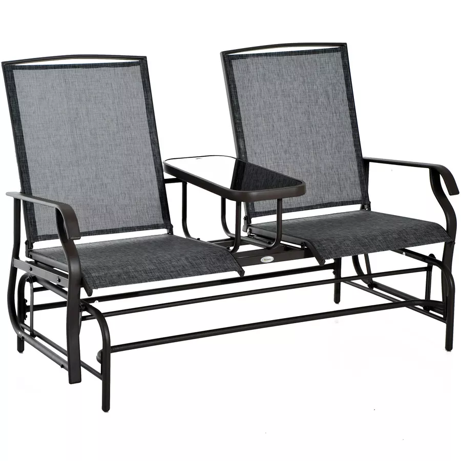 Outsunny Gartenbank mit Tisch grau, braun