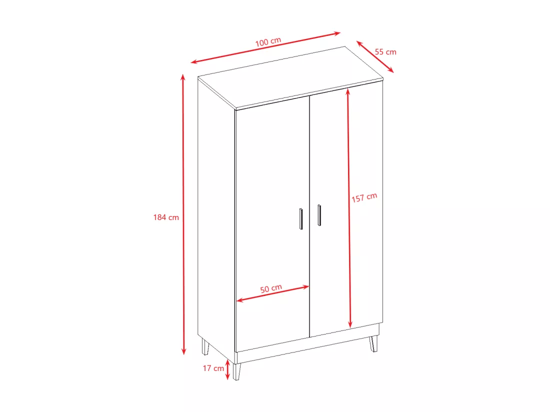 Armoire 2 portes Kubi - Blanc
