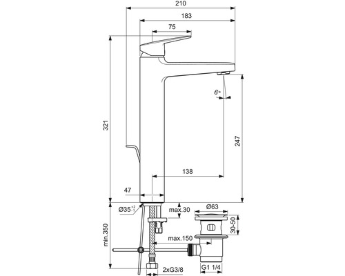 Ideal Standard CERAPLAN zijdezwart mat BD238XG wastafelkraan