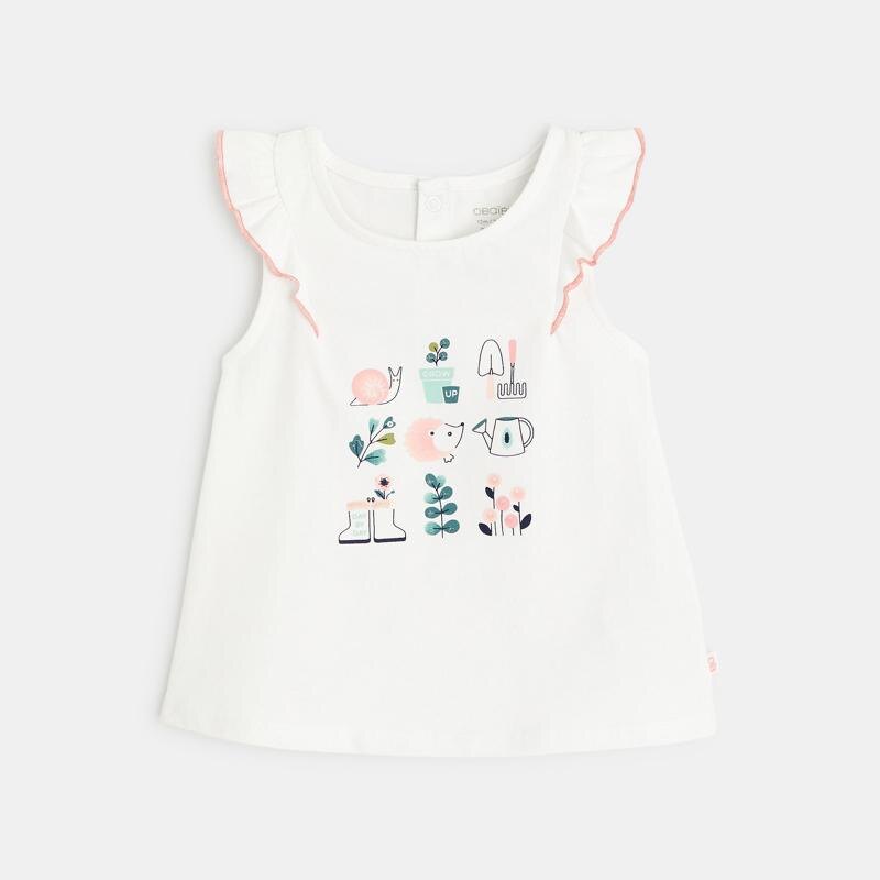 T-shirt épaules volantées nature blanc bébé fille Blanc