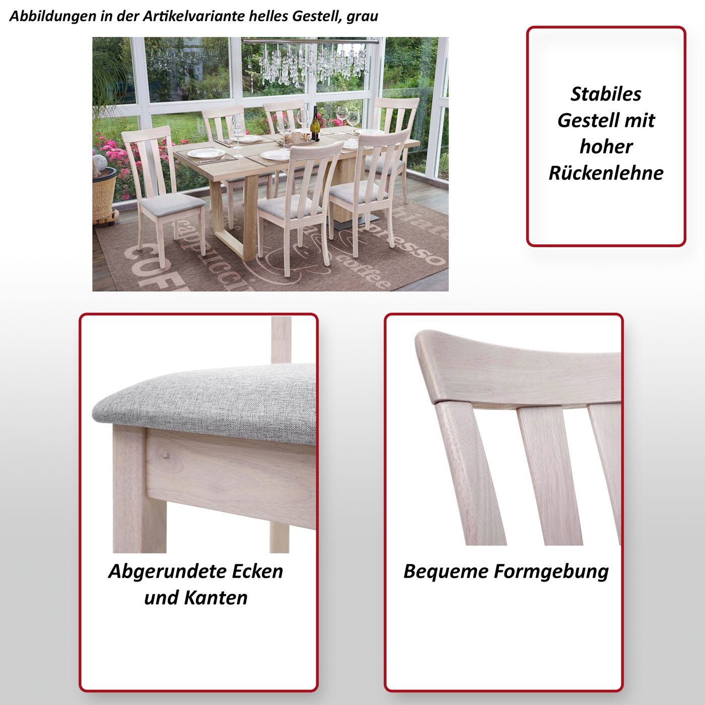 2er-Set Esszimmerstuhl MCW-G46, Küchenstuhl Stuhl, Stoff/Textil Massiv-Holz ~ dunkles Gestell, beige