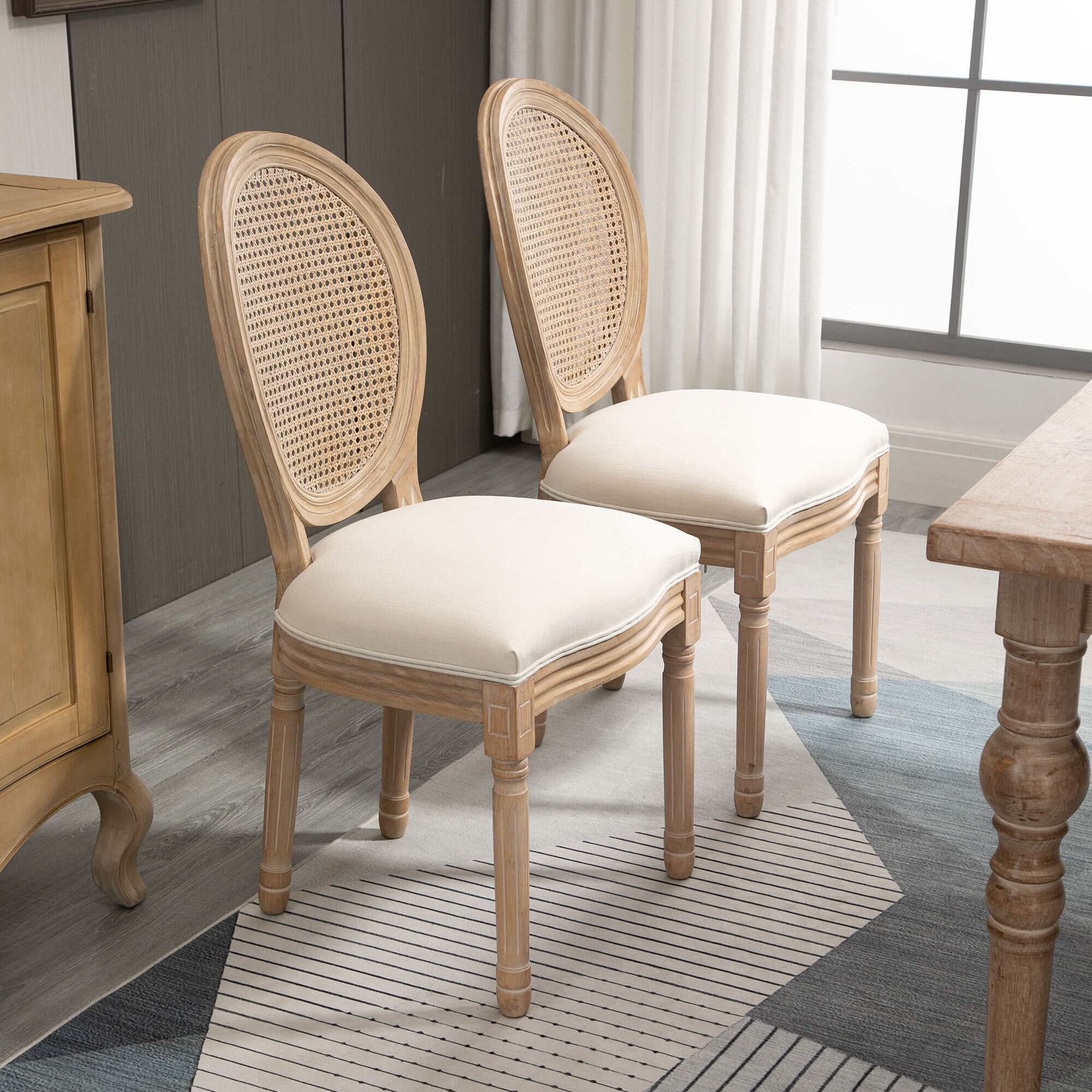 HOMCOM Esszimmerstuhl 2er-Set beige 49B x 56T x 96H cm
