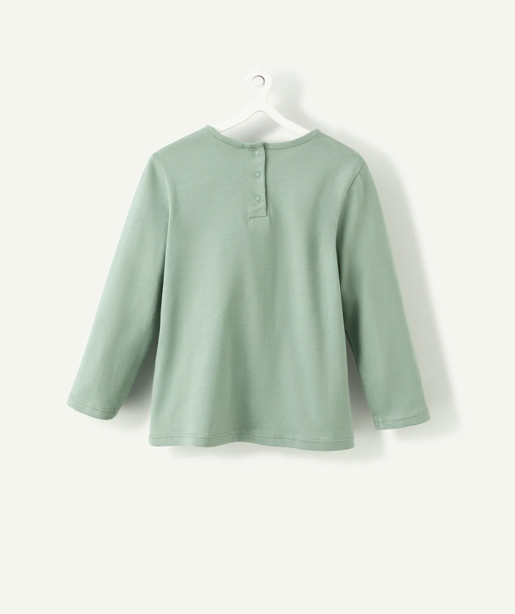 T-SHIRT BÉBÉ FILLE EN COTON BIOLOGIQUE VERT AVEC MESSAGE