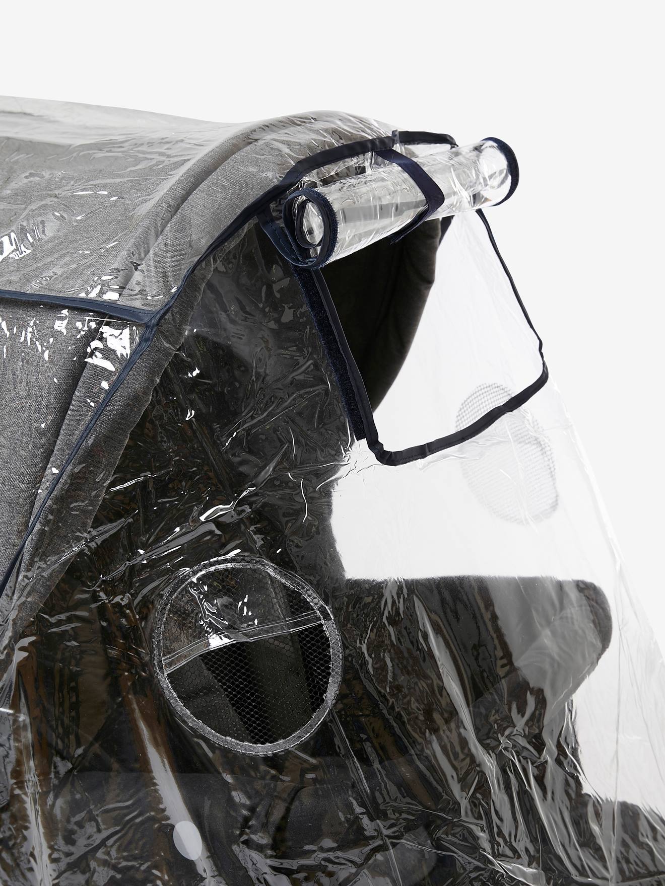 Capa de chuva completa Vertbaudet para carrinho de bebê duplo, sem cor