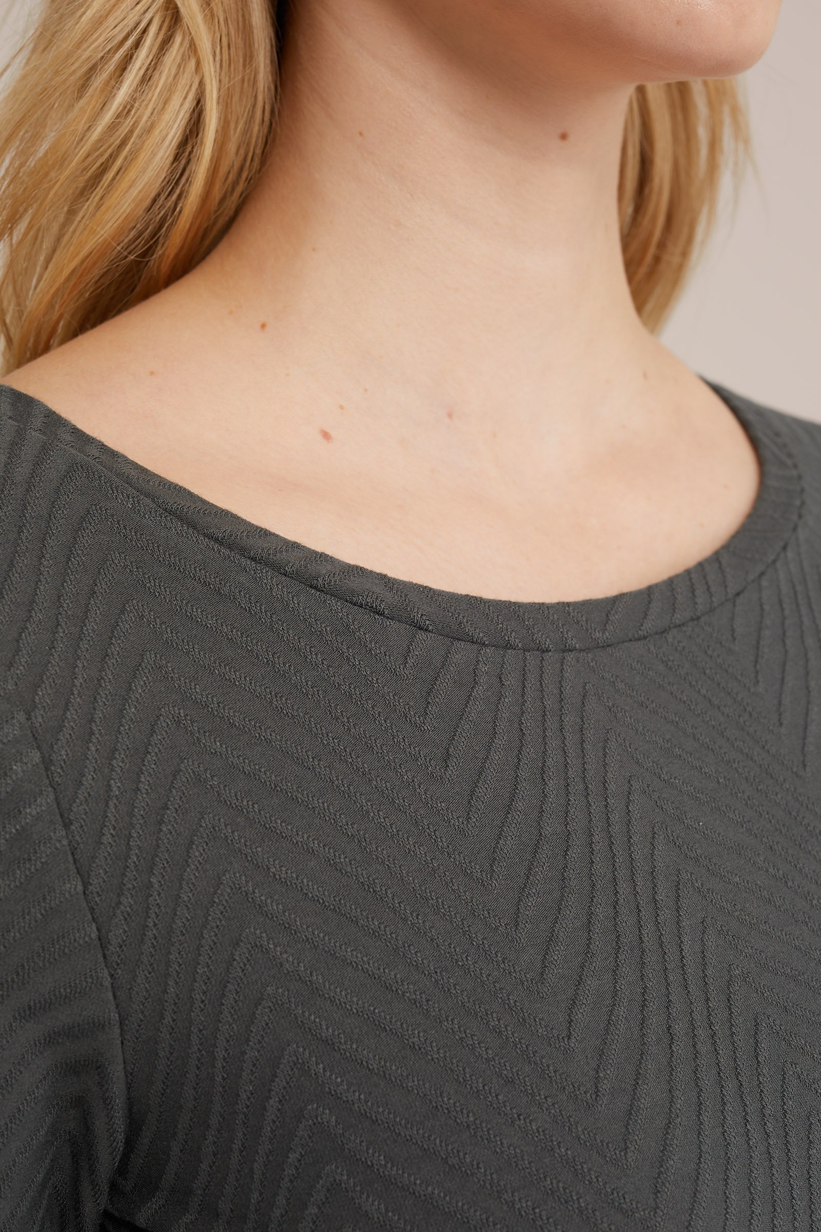 T-shirt met structuur WE Fashion Donkergroen