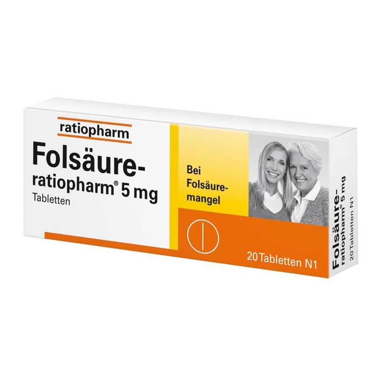 Folsäure Ratiopharm 5 mg Tabletten, 20 St