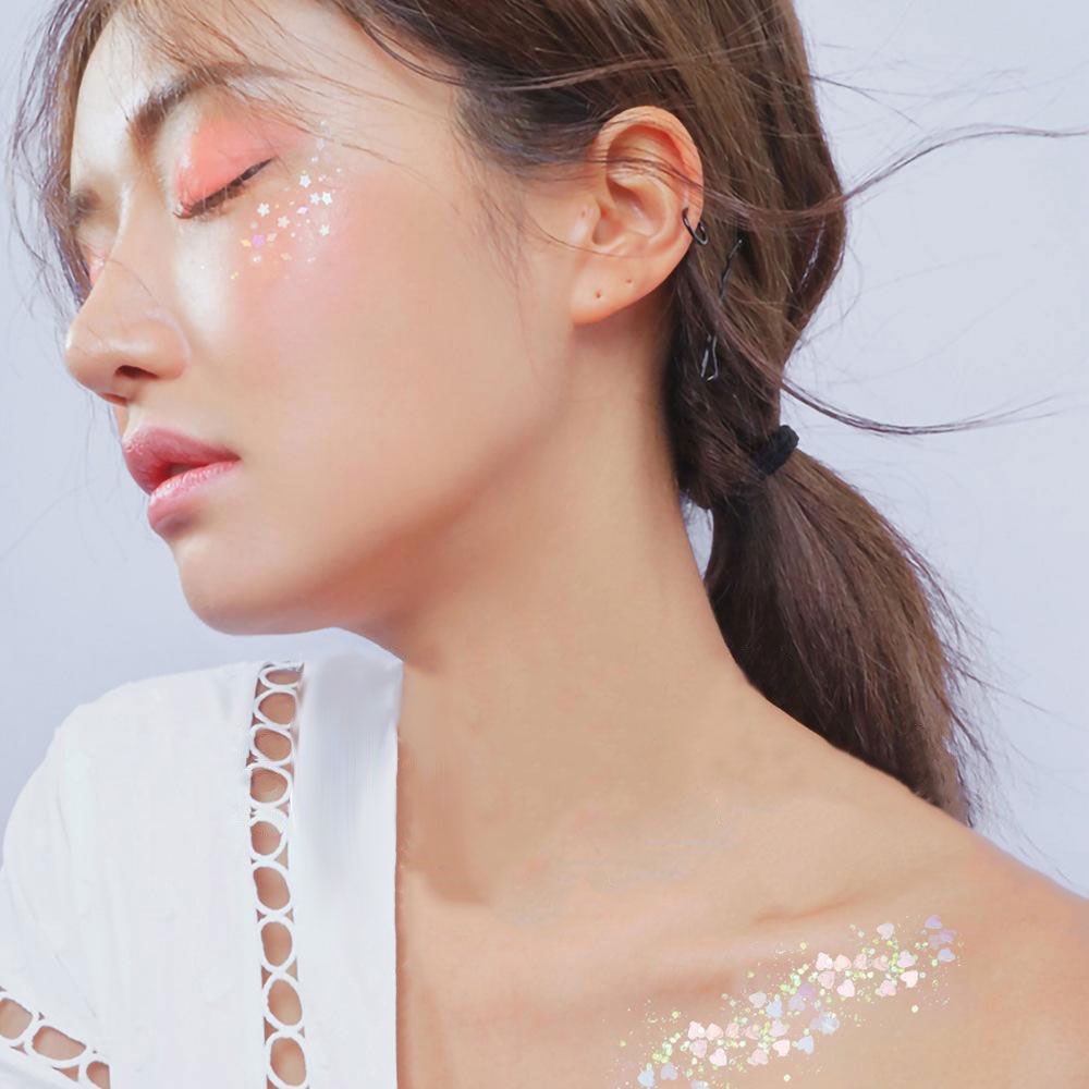 (6er Set) Holographisches Festival Gesichts- und Körper Glitzer Selbstklebende Glitter Gel Lidschatten - Style 3