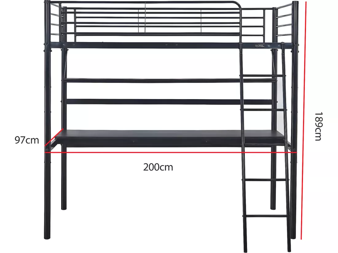 Lit mezzanine avec bureau 