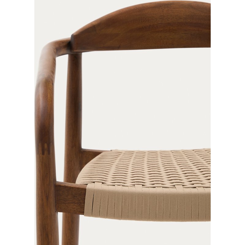 Chaise Nina - corde beige - bois d'acacia massif noyer
