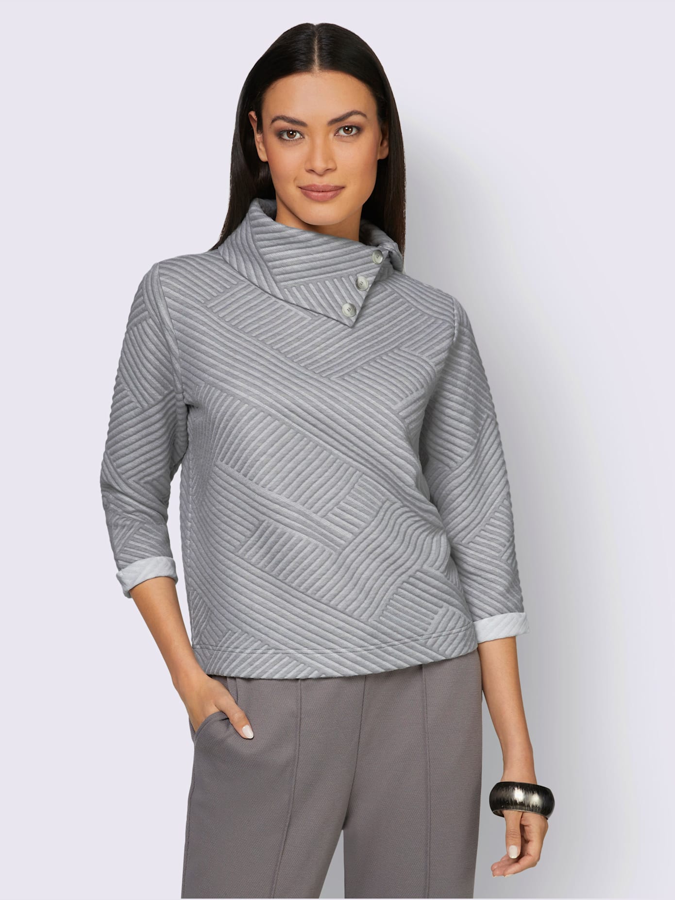 T-shirt à manches 3/4 structure jacquard