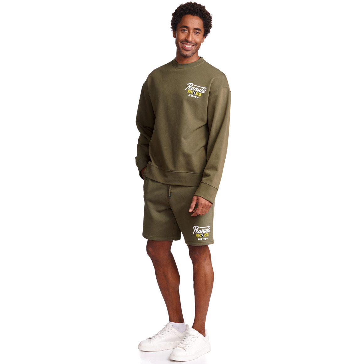 Jonas Nielsen Peanuts Sweatshirt mit Rückenprint dunkeloliv