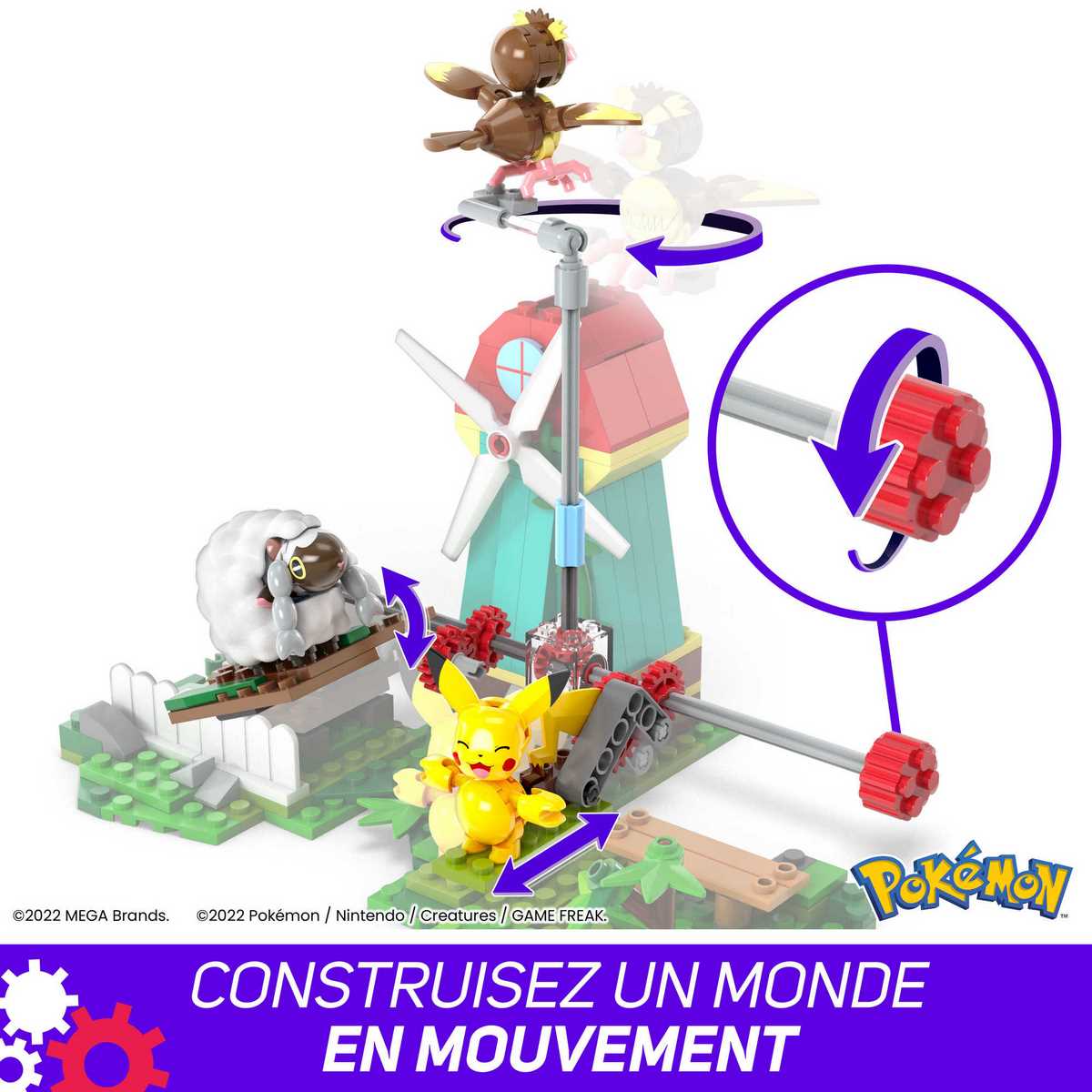 Pikachu, Roocoule et Moumouton - Moulin à la campagne